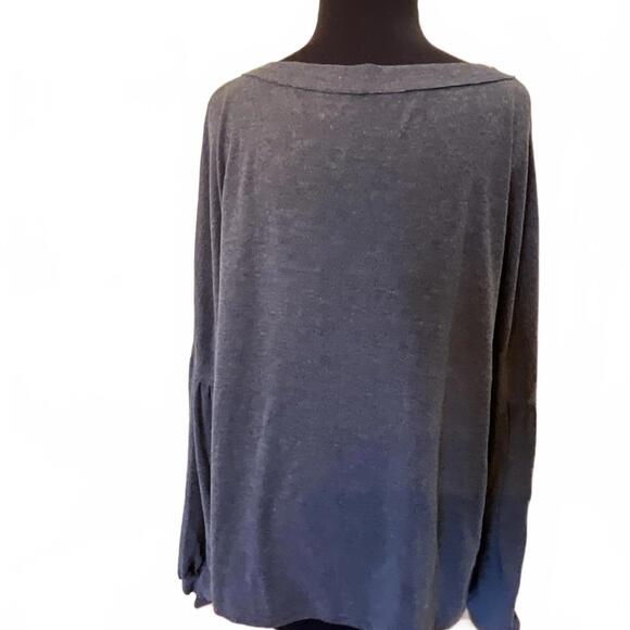 Oversized V Neck Pullover Balloon Sleeve - Picture 4 of 4